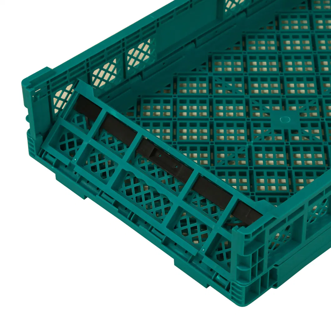 China Manufacture OEM ODM Durable Injection Folding Fruit and Vegetable Square Storage Stacking Plastic Crate Logistic Turnover Basket