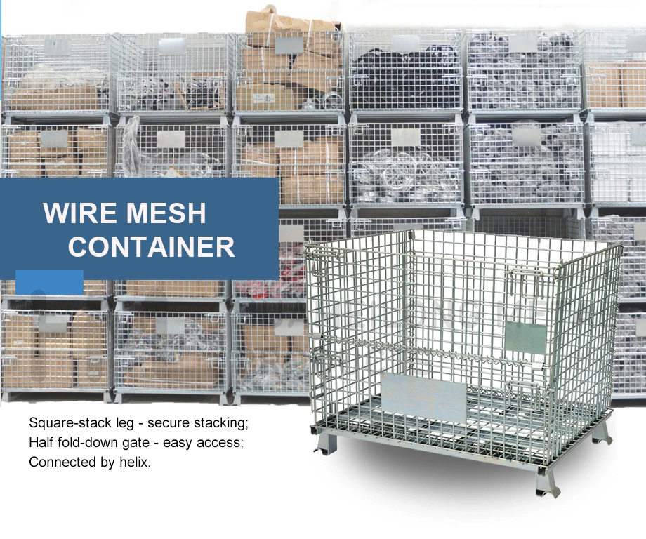 Rigid Foldable Collapsible Steel Metal Wire Mesh Basket for Storage