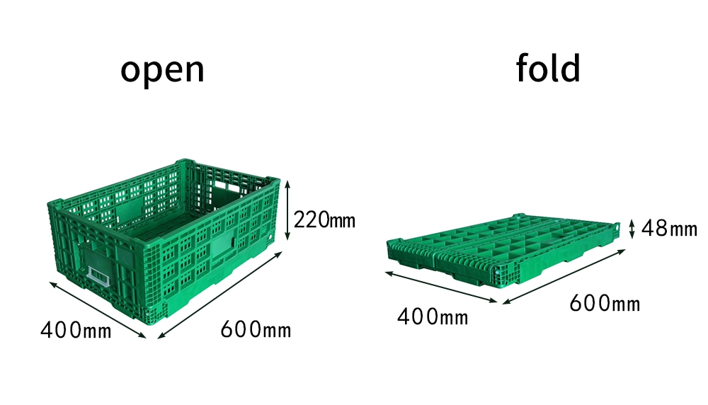 Basic Customization Supermarket Vegetable and Fruit Plastic Box Crate Foldable Folding Basket Plastic Storage