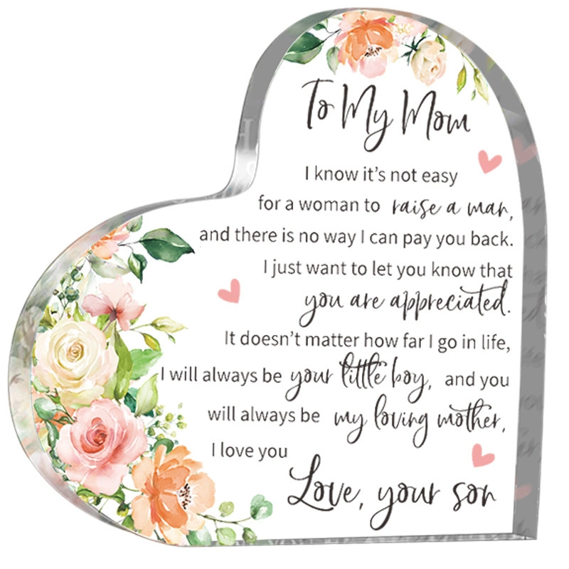 Personalized Crystal Acrylic Paperweight Remembrance Decorations Sympathy Gifts Heart Shape Memorial Gifts Photo Frame