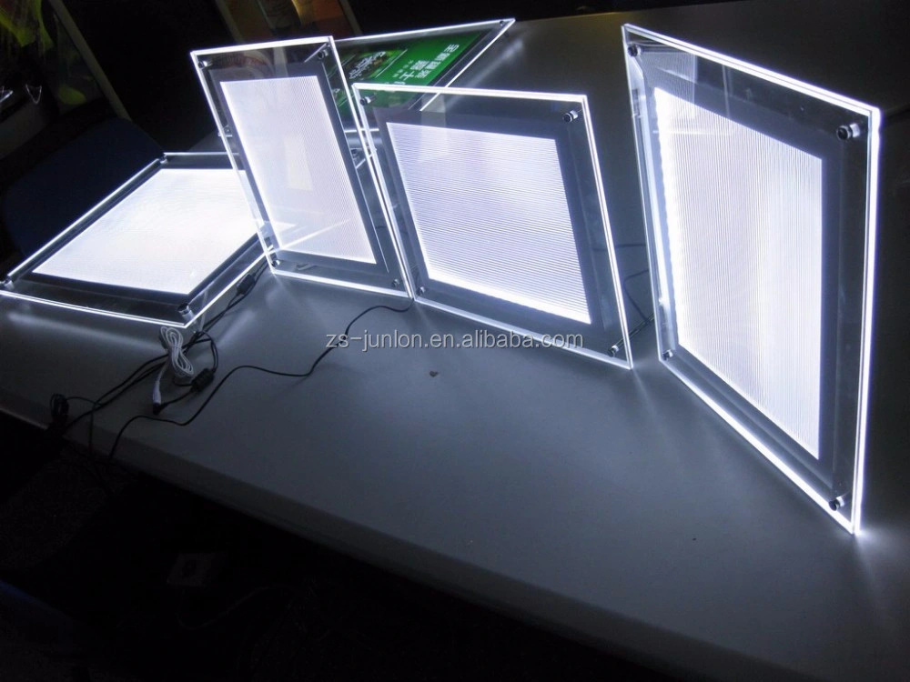 Clear Crystal Photo Frame Table Stand LED Lighting Menu A4 LED Frame