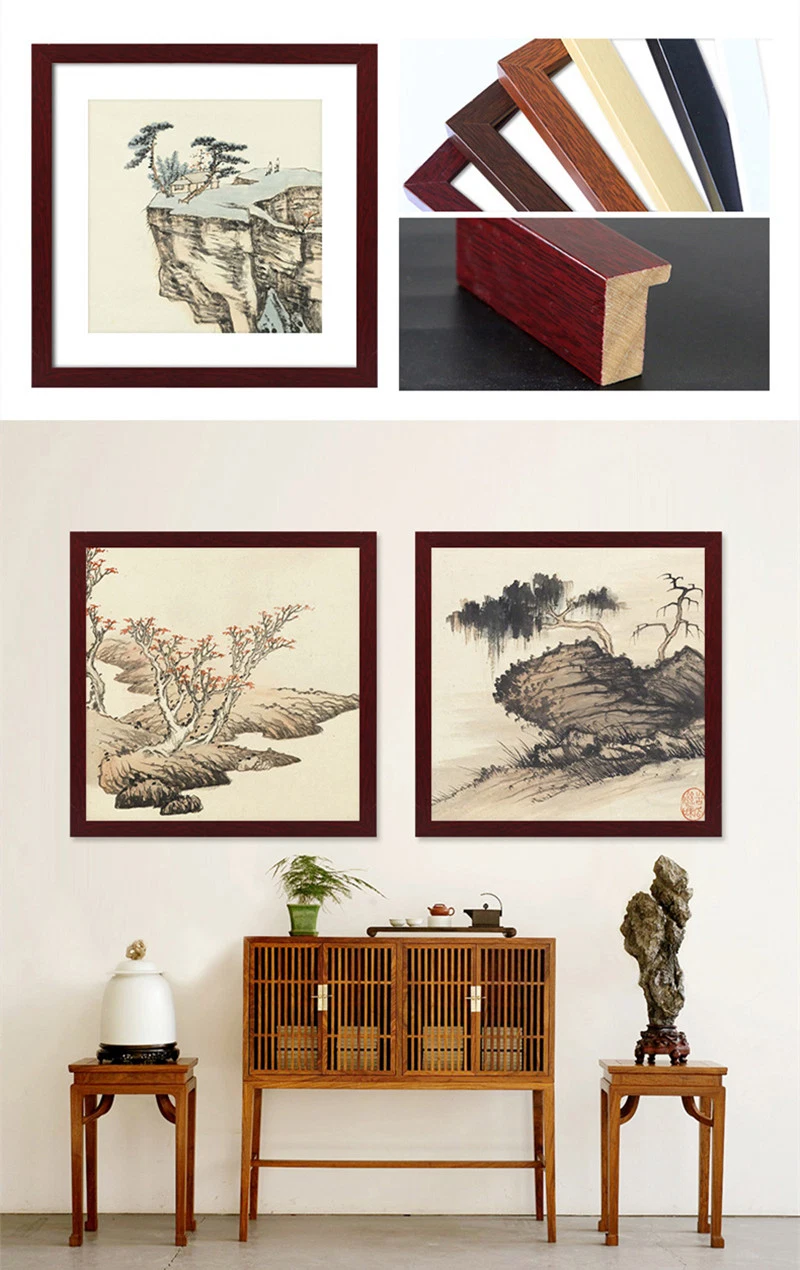 Chinese Painting Mounted Picture Frame Wooden Strip Photo Frame Self-Assemble Wall Hanging Frame 0702