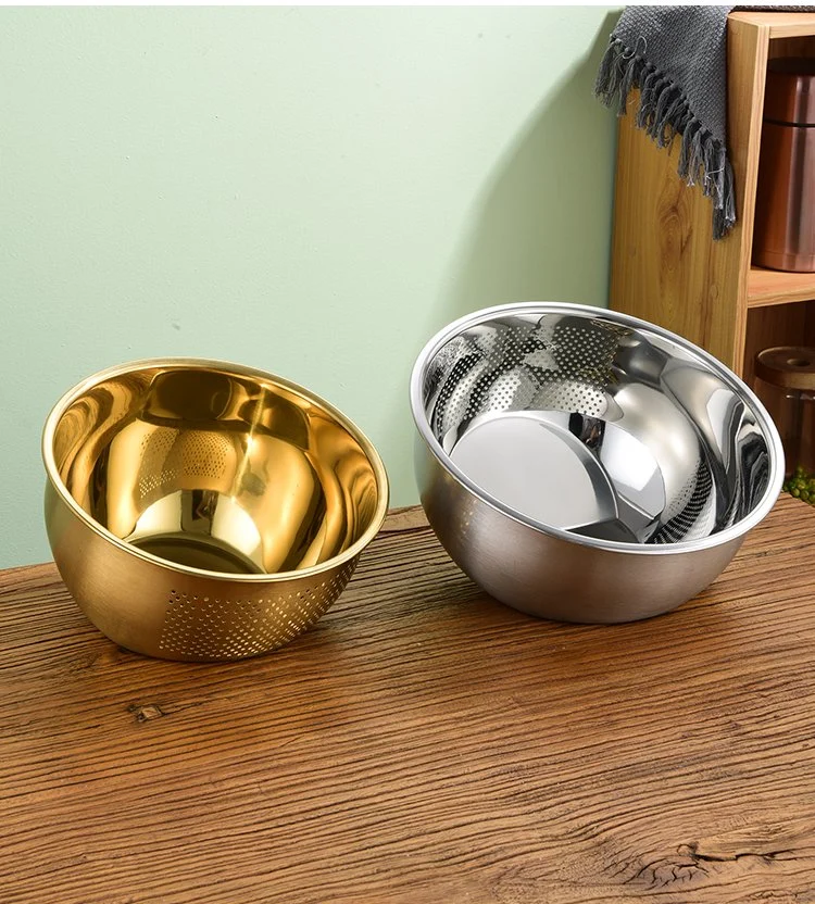 Stainless Steel Fruit Vegetables Food Colander Rice Strainer Kitchen Drain Basket