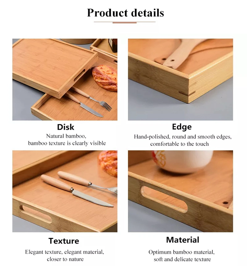 Custom Bamboo Wood Serving Trays with Handles