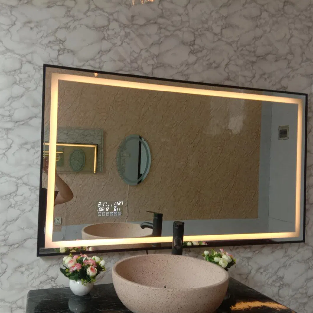 High-End Hotels Bathroom LED Mirror Aluminum Alloy Brushed Frame