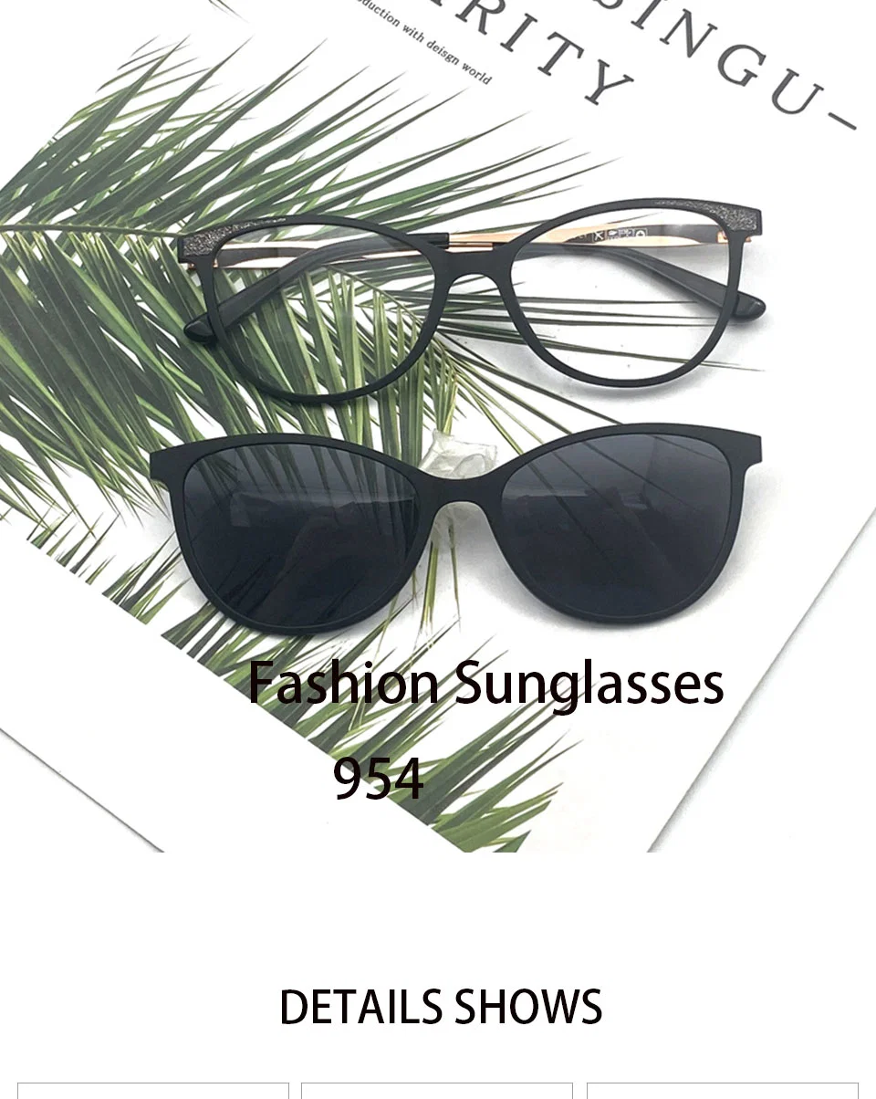 Newest Hot Selling Cat Eye Clip on Optical Frame with Sunglasses Clip