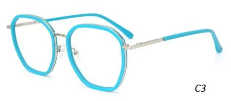 Roundish Acetate Frame with Metal Wire Ring Stock Women Optical Frames