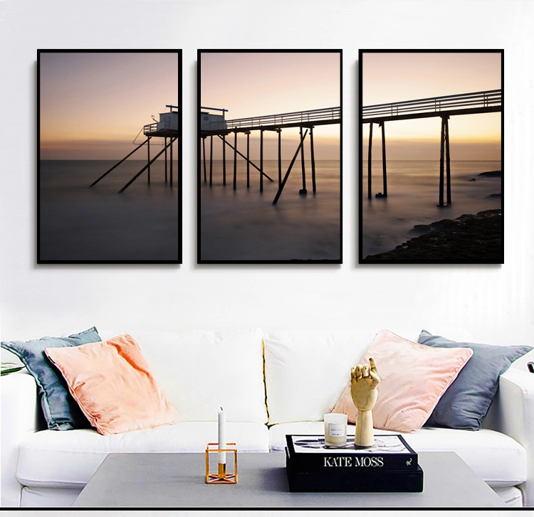 Beach Scenic Sea View Scenery Landscape Modern Custom Canvas Wall Art Cheap Home Hotel Decor Framed Picture 3 Piece Panel Set