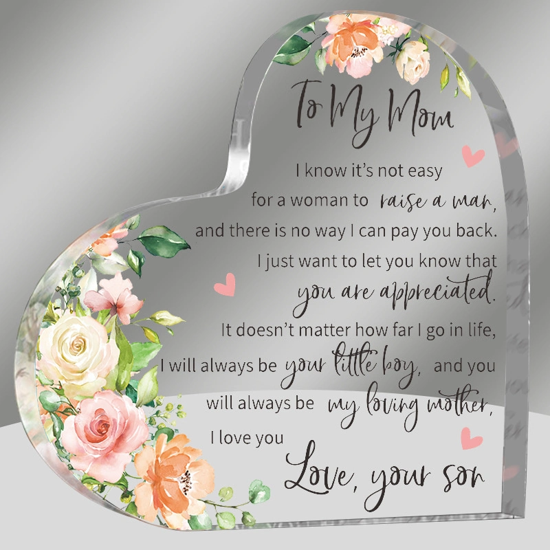 Personalized Crystal Acrylic Paperweight Remembrance Decorations Sympathy Gifts Heart Shape Memorial Gifts Photo Frame