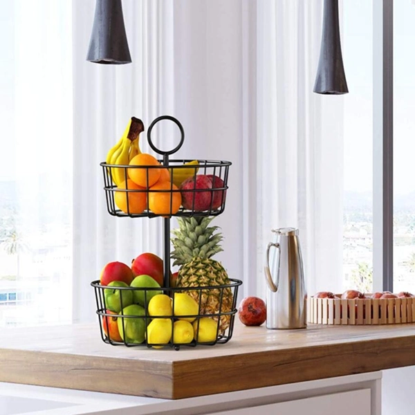 2 Tier Fruit Basket Bowl Vegetable Stand Holder Kitchen Organizer