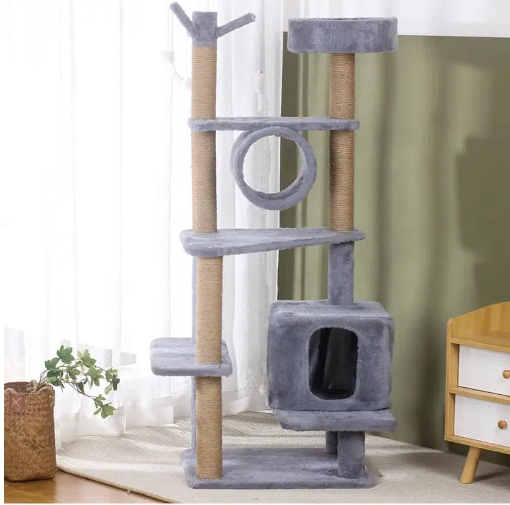 Luxury Easy Assemble Durable Wood Sisal Cat Tree House Cat Climbing Frame