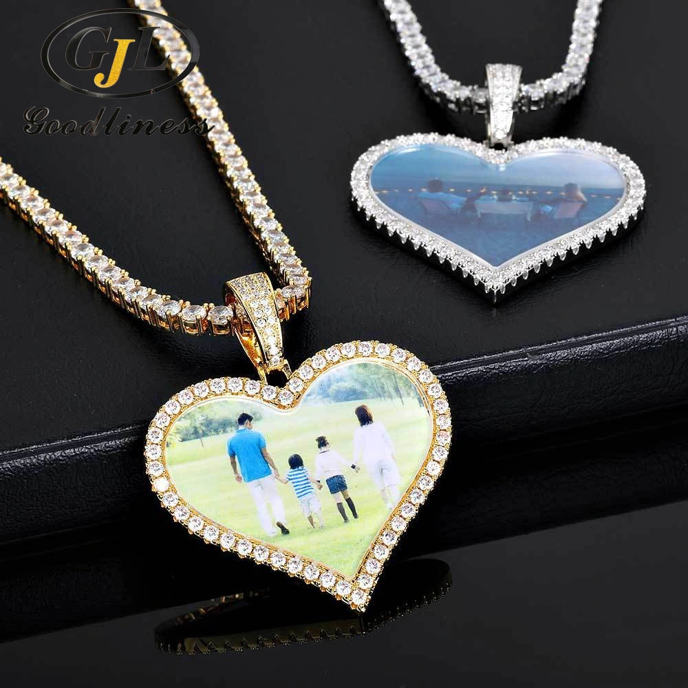 Fashion Brass Trist Chain Necklace Love Photo Frame Pendant Hiphop Jewelry