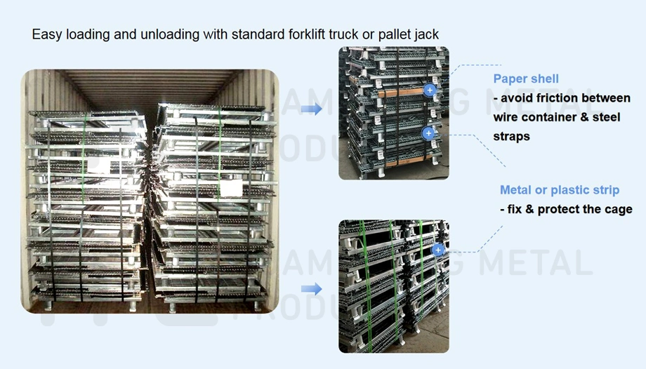 Rigid Foldable Collapsible Steel Metal Wire Mesh Basket for Storage