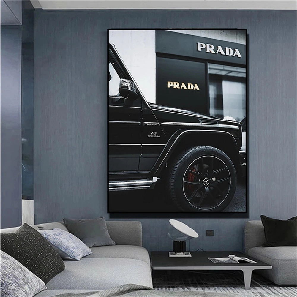 Modern Black Car Canvas Painting Nordic Street Luxury Car Poster Wall Art