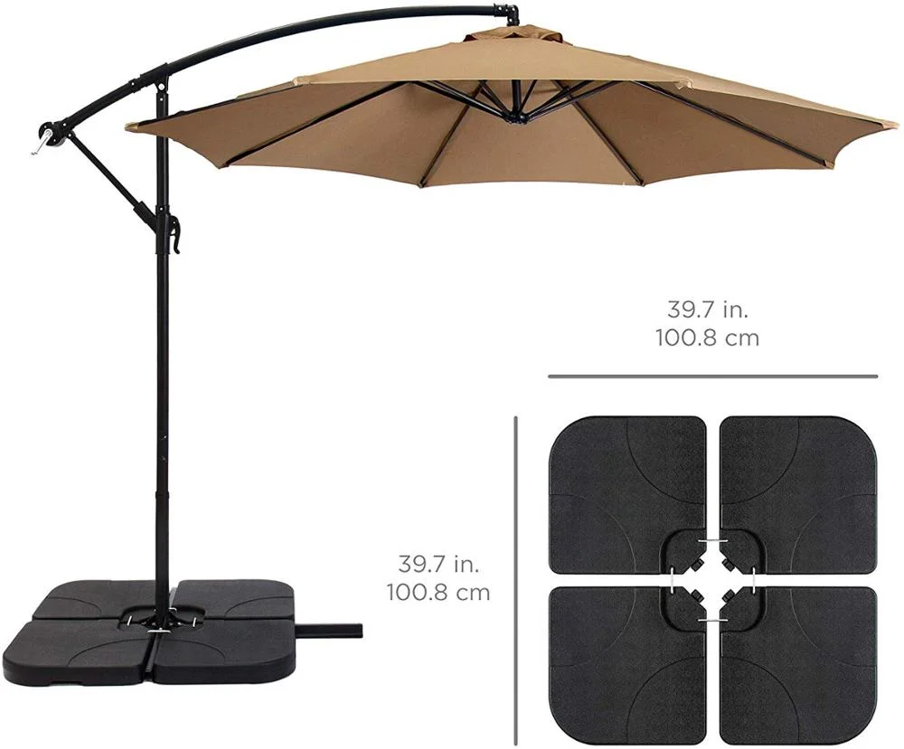 Patio Umbrella Cover Filled Umbrella Base Cantilever Offset Patio Market Umbrella Base Stand with U Locking