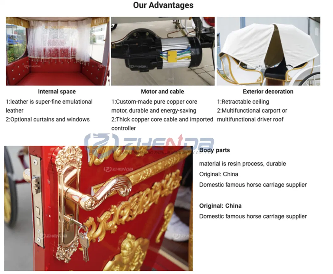 Customized Multi-Color Royal Sightseeing Carriage/Park Tour Rental Carriage/European Classical Wedding Carriage