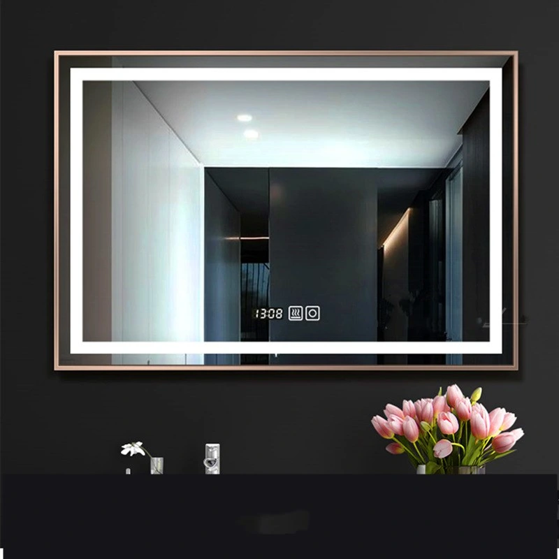 High-End Hotels Bathroom LED Mirror Aluminum Alloy Brushed Frame