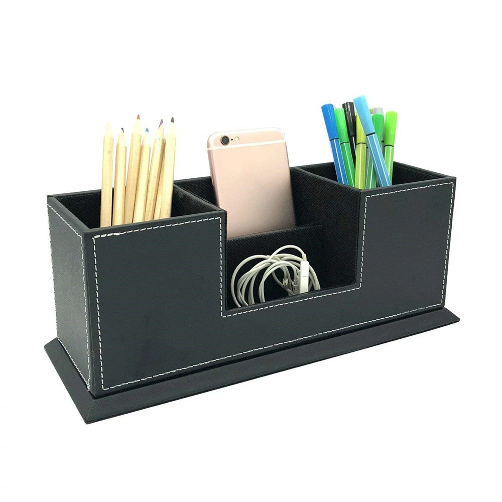 PU Faux Leather Office Storage Desk Organizer