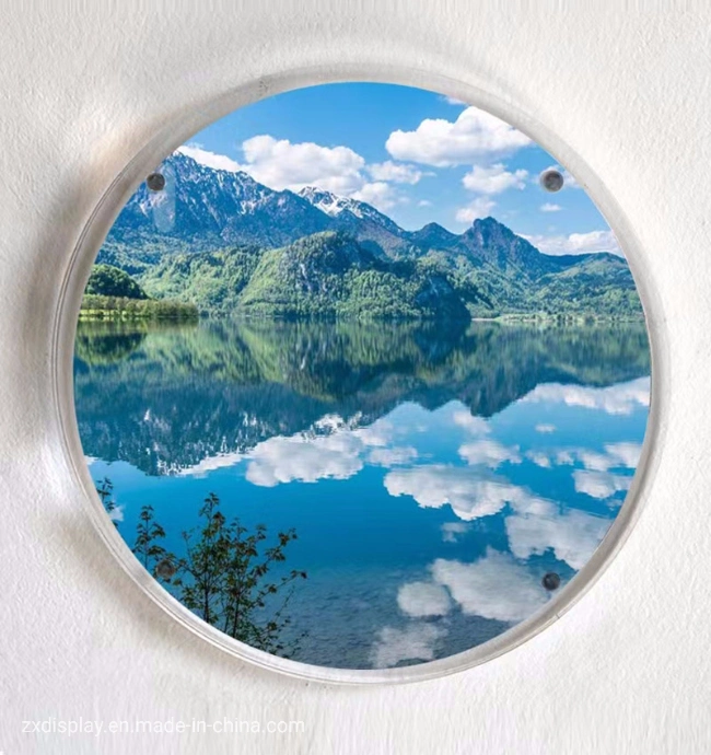 Custom Round Magnetic Acrylic Circle Picture Frame for Photo Display