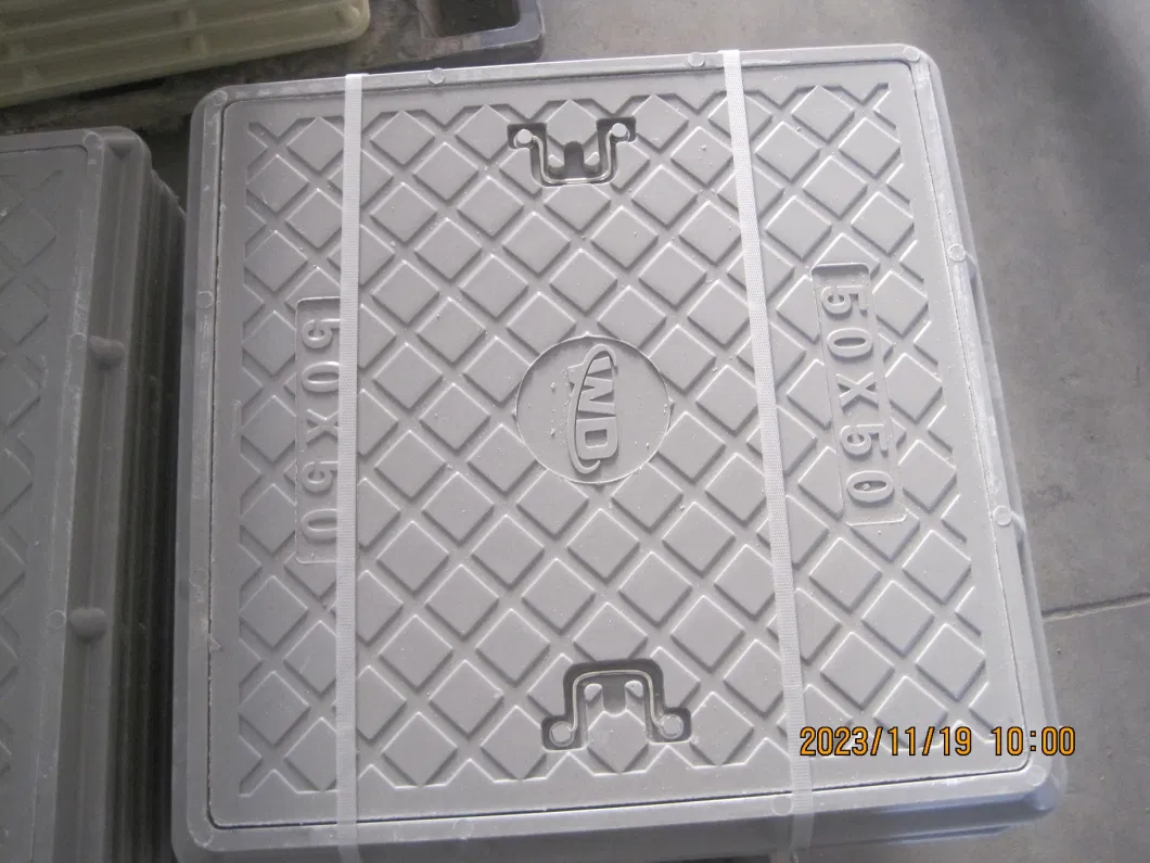 En124 Class SMC/BMC Fiber Glass Resin Composite Manhole Cover Frame, Plastic FRP/GRP Resin Cover Frame with Handle