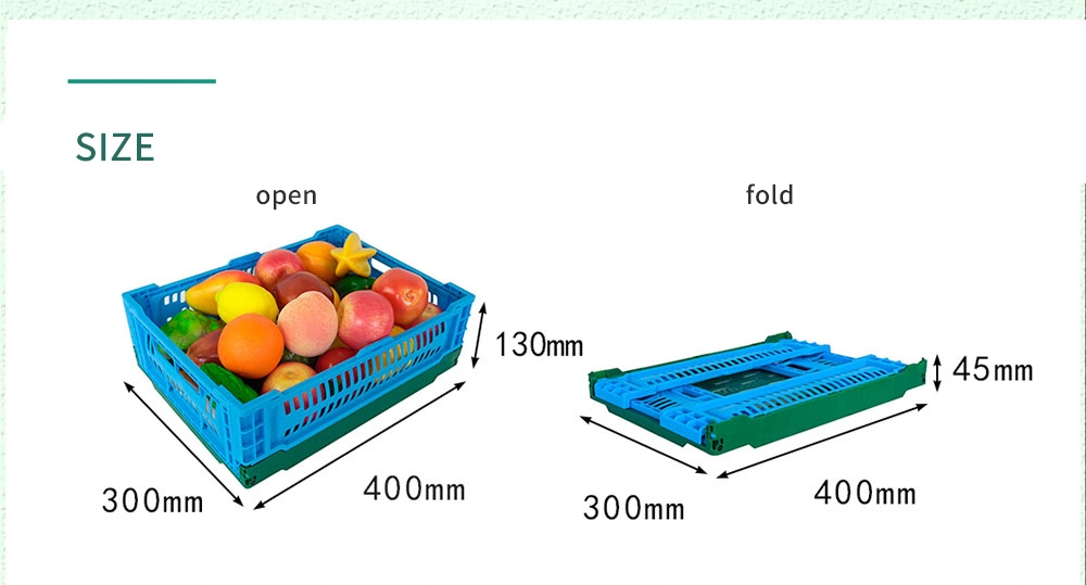 Ryay403012W Collapsible Plastic Turnover Basket for Fruit and Vegetable Storage