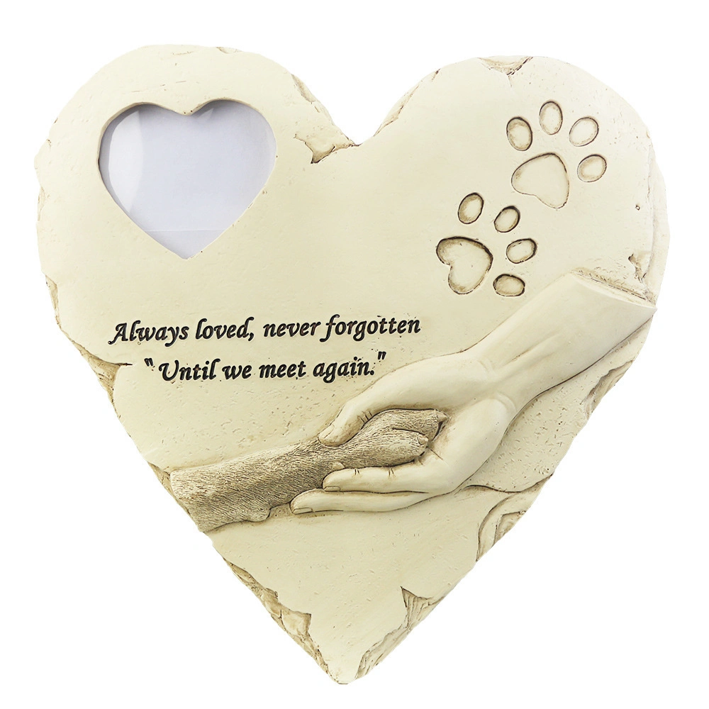 Custom Resin Heart Shape Pet Memorial Garden Stone Pet Memorial Picture Frame