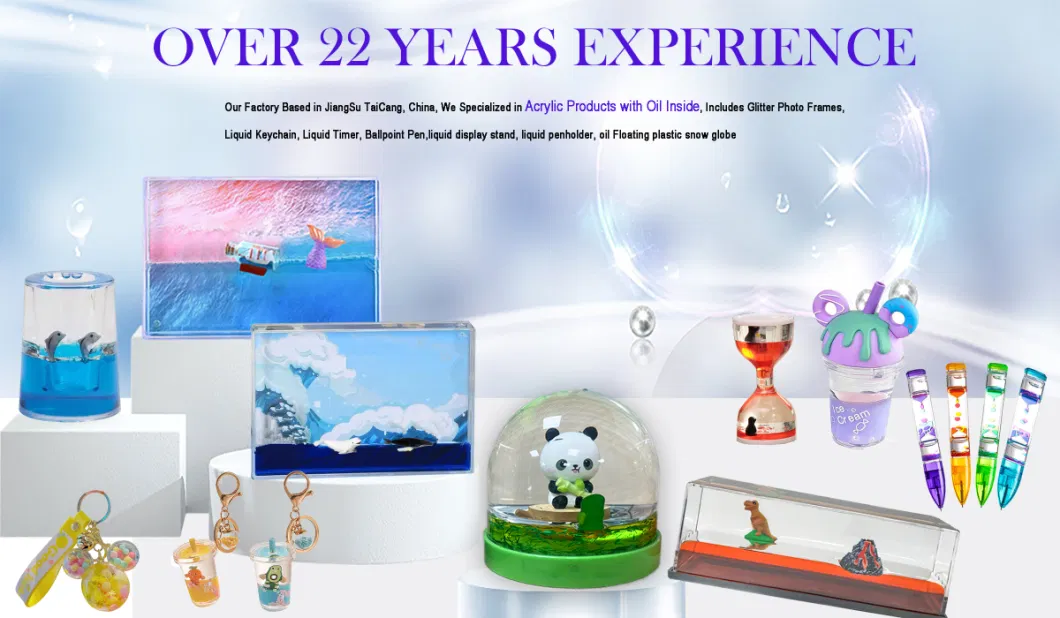 Snow Globe 3D Floating Balls Sport Souvenir Oil Liquid Photo Frame