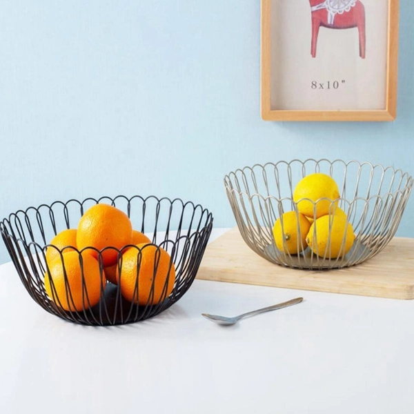 Metal Wire Fruit Bowl Storage Basket for Kitchen Organization