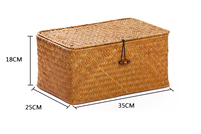 Eco-Friendly Small Fresh Multifunctional Sundries Practical Straw Woven Bedroom Storage Basket