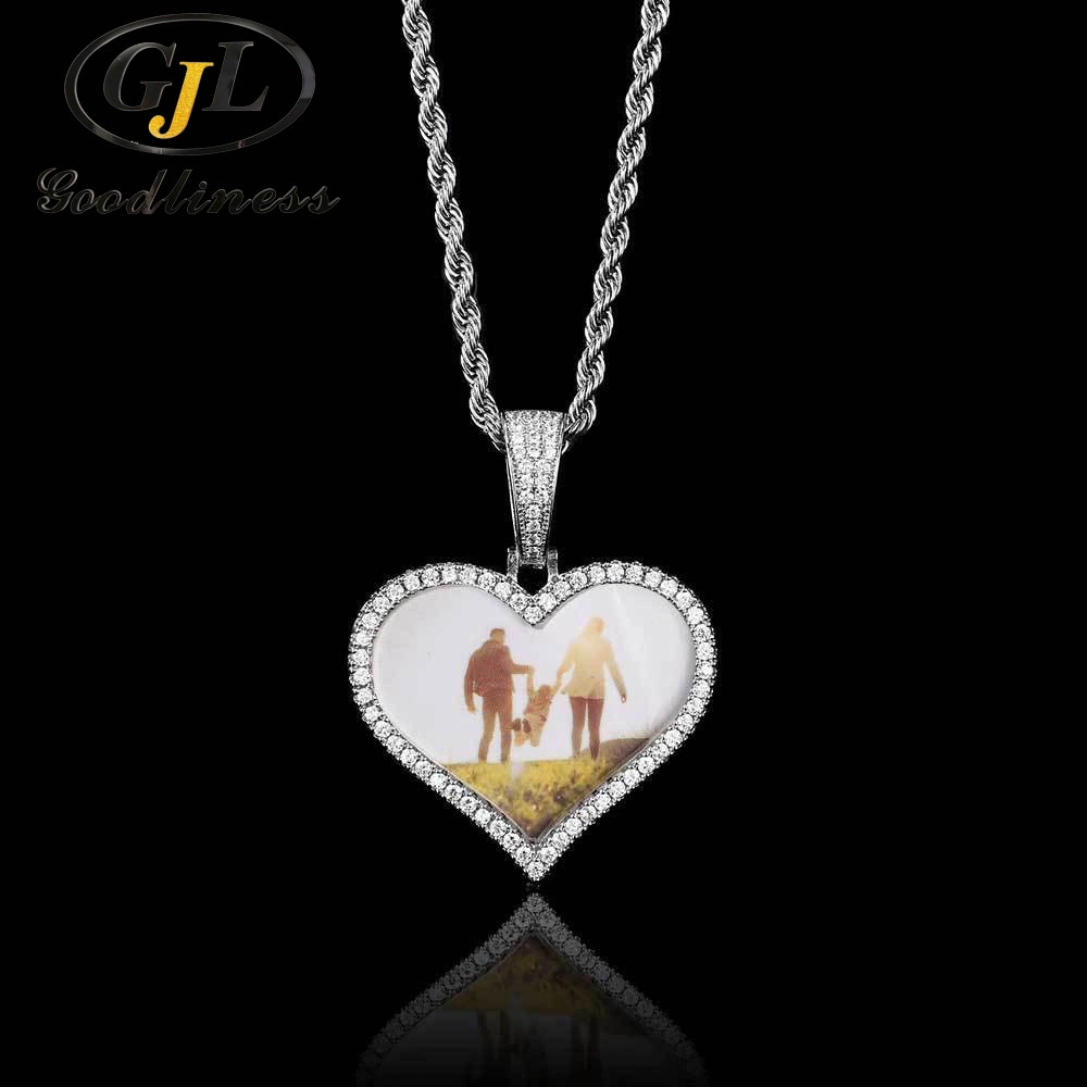 Fashion Brass Trist Chain Necklace Love Photo Frame Pendant Hiphop Jewelry