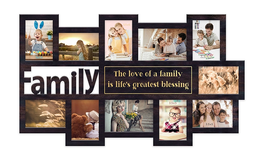 Wooden Family Wall Collage Frame 11 Opening Frames