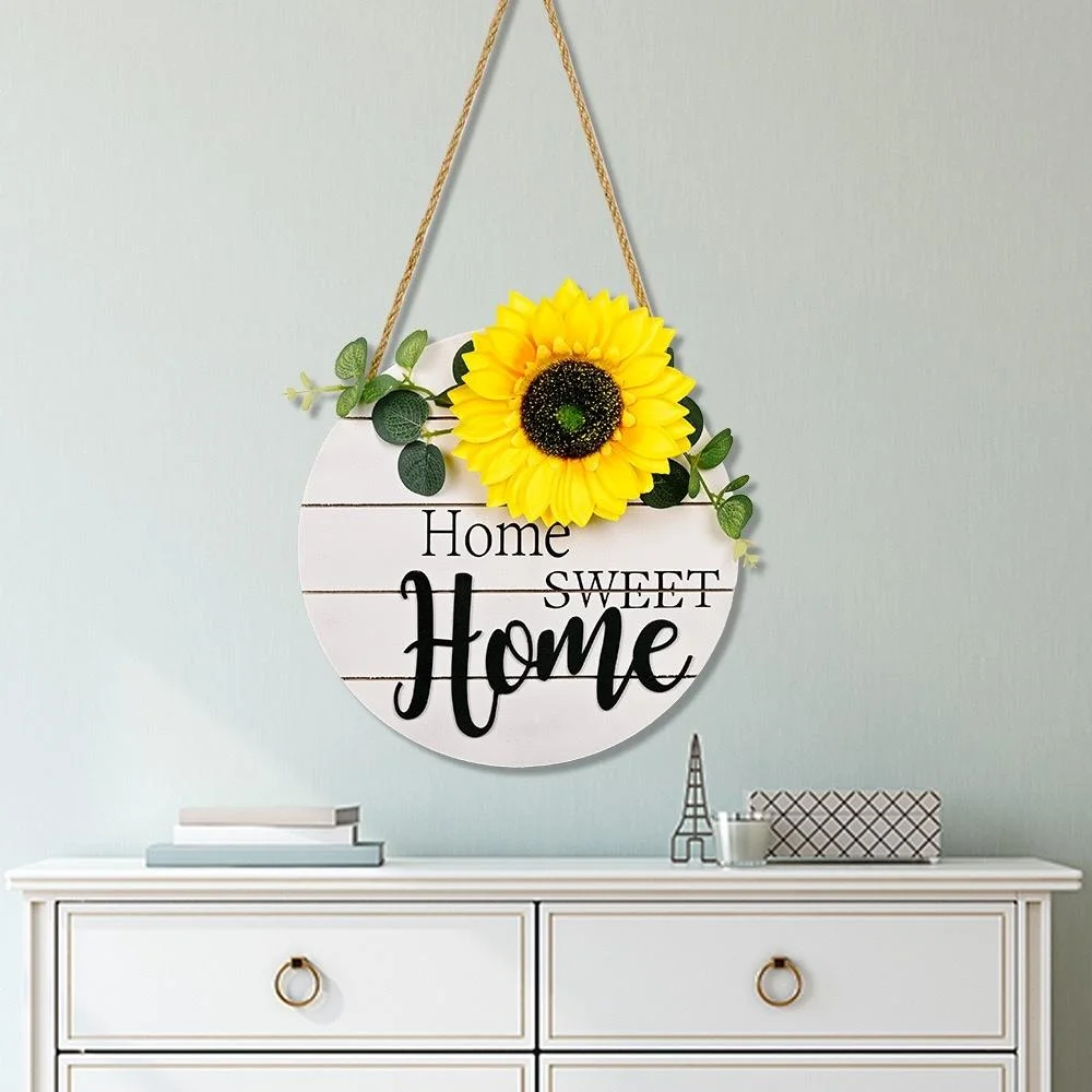 Rustic Wooden Sunflower Home Sweet Home Door Hanging Decor Welcome Sign Ci21891