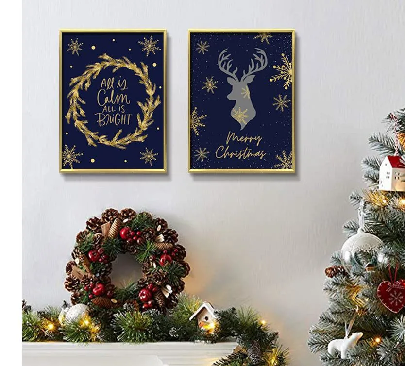 MDF Frame Wooden Christmas Decorations Hanging Picture Wall Frame Holiday Festival Decorations