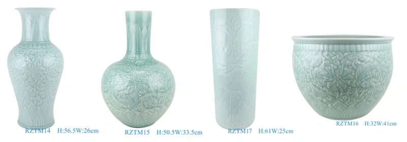 Rzsj01 Jingdezhen Celadon Carving Flower Branch Pattern Umbrella Holder