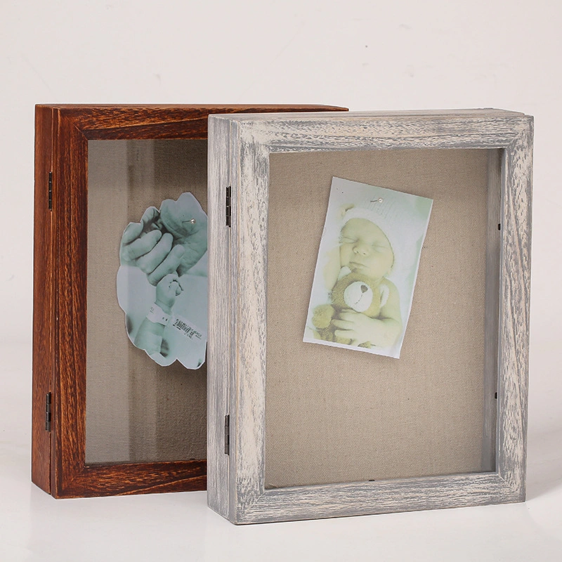 Photo Album Shadow Box 3D Square Picture Frame with Mat, Shadowbox Frame Picture Frame Photos Woodgrain DIY Frames for 3D Wall Decor Tabletop Display