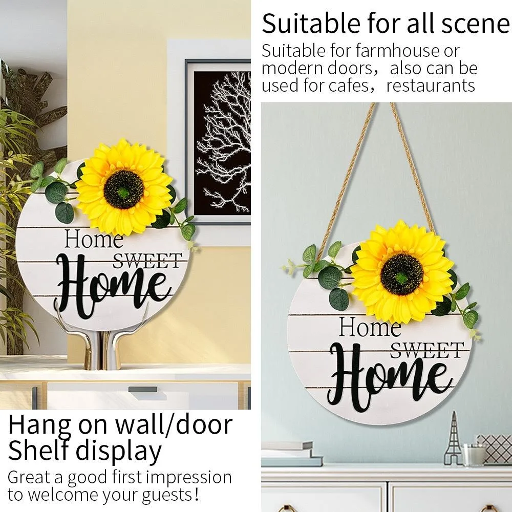 Rustic Wooden Sunflower Home Sweet Home Door Hanging Decor Welcome Sign Ci21891