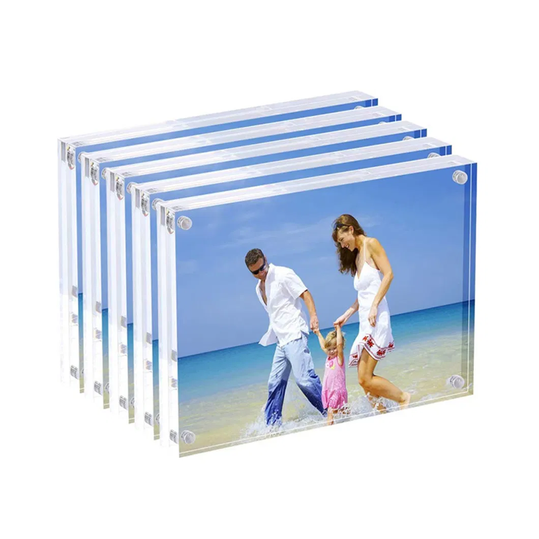 Free Standing Desktop Double Sided Magnetic Picture Display Acrylic Photo Frame