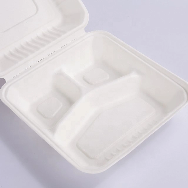 Psm Free Biodegradable Food Container Disposable Bagasse Pulp Clamshell Box Plate Tray