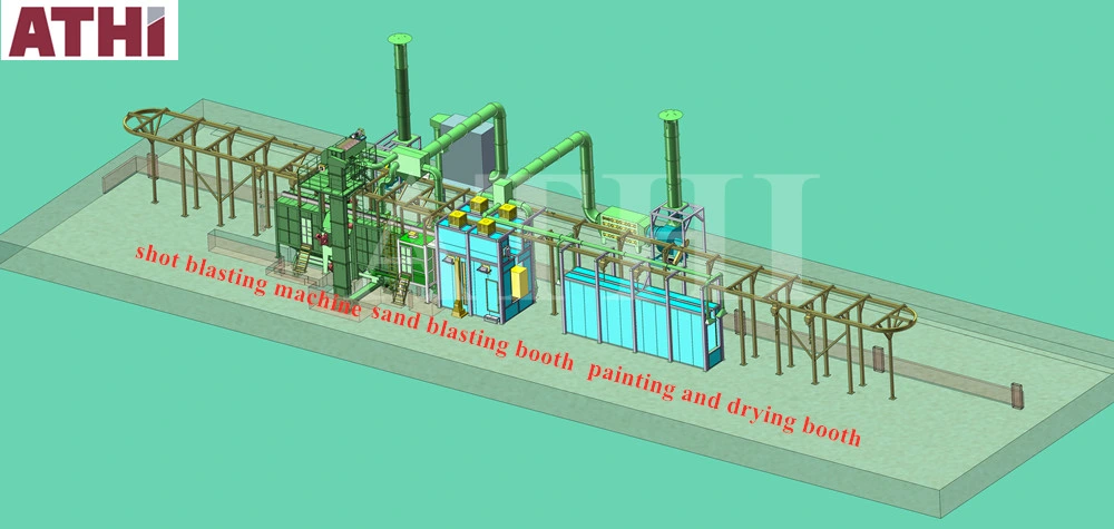 Sand Blasting Room/Shot Blasting Booth for Big Structural Parts Surface Cleaning and Painting with Sandblasting Pot