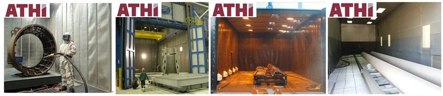 Sand Blasting Room/Shot Blasting Booth for Big Structural Parts Surface Cleaning and Painting with Sandblasting Pot