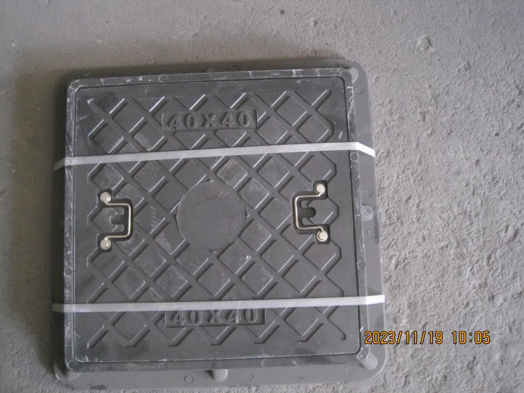 En124 Class SMC/BMC Fiber Glass Resin Composite Manhole Cover Frame, Plastic FRP/GRP Resin Cover Frame with Handle