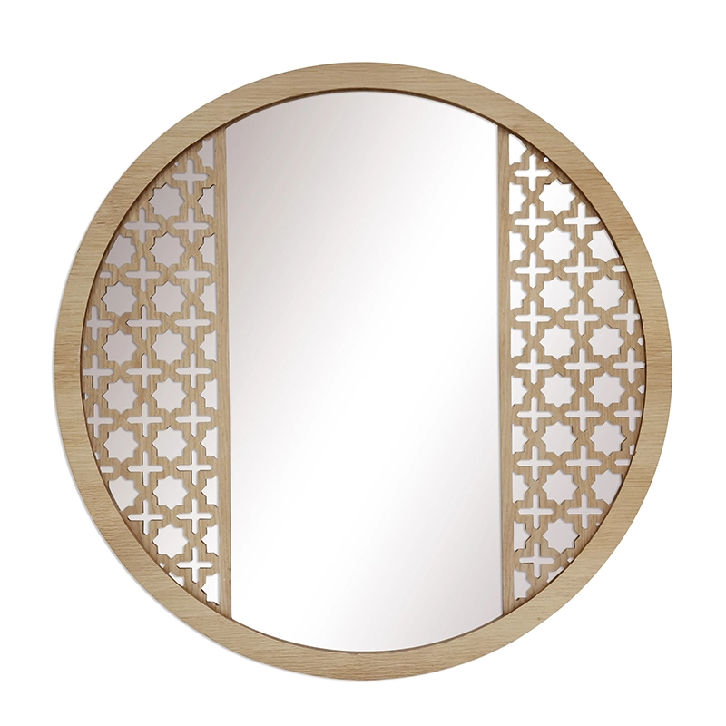 Winwinky Decorative Wall Mirror Round MDF Wall Hanging Rustic Frame