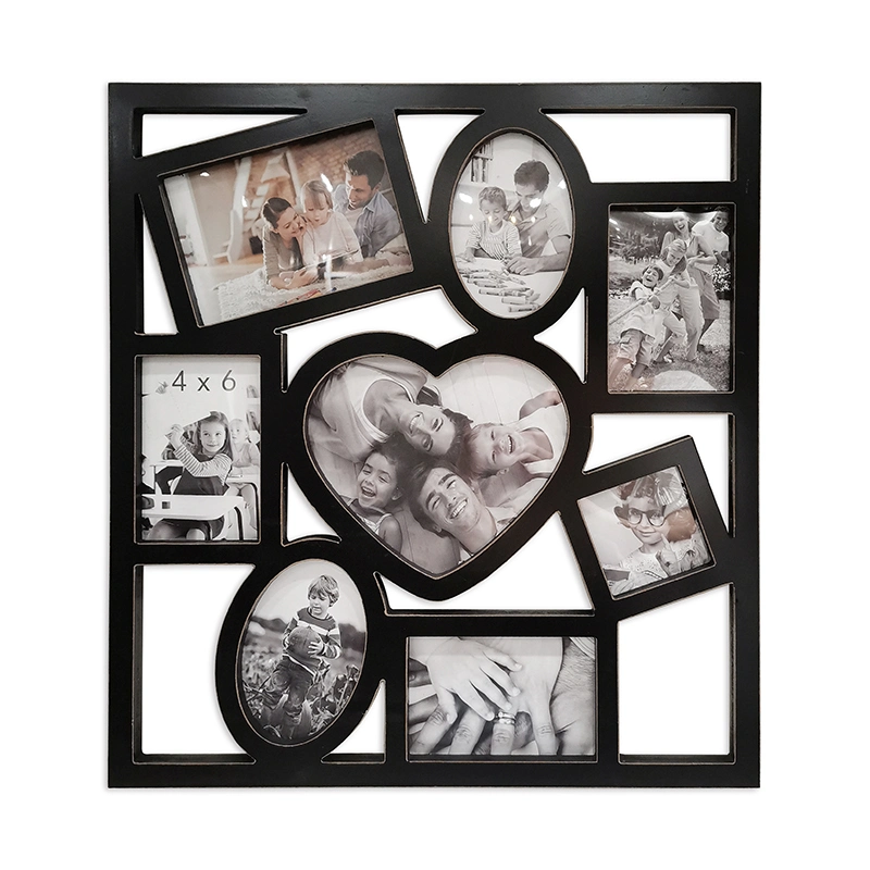 MDF Photo Frame with Many Shapes for Living Room, Wooden Picture Frame with Many Photos for Wall Decor, Promotional MDF Photo Frame