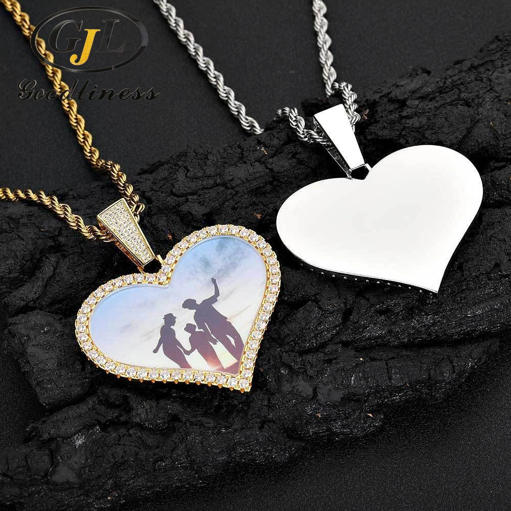 Fashion Brass Trist Chain Necklace Love Photo Frame Pendant Hiphop Jewelry