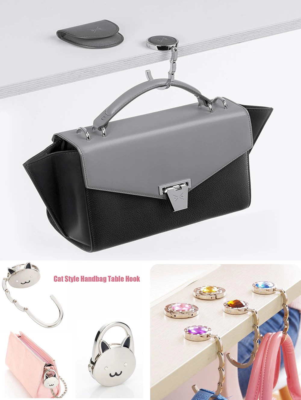 Promotional Bag Accessories Fashion Bag Accessories Folding Bag Purse Hook Handbag Hanger Holder with Gift