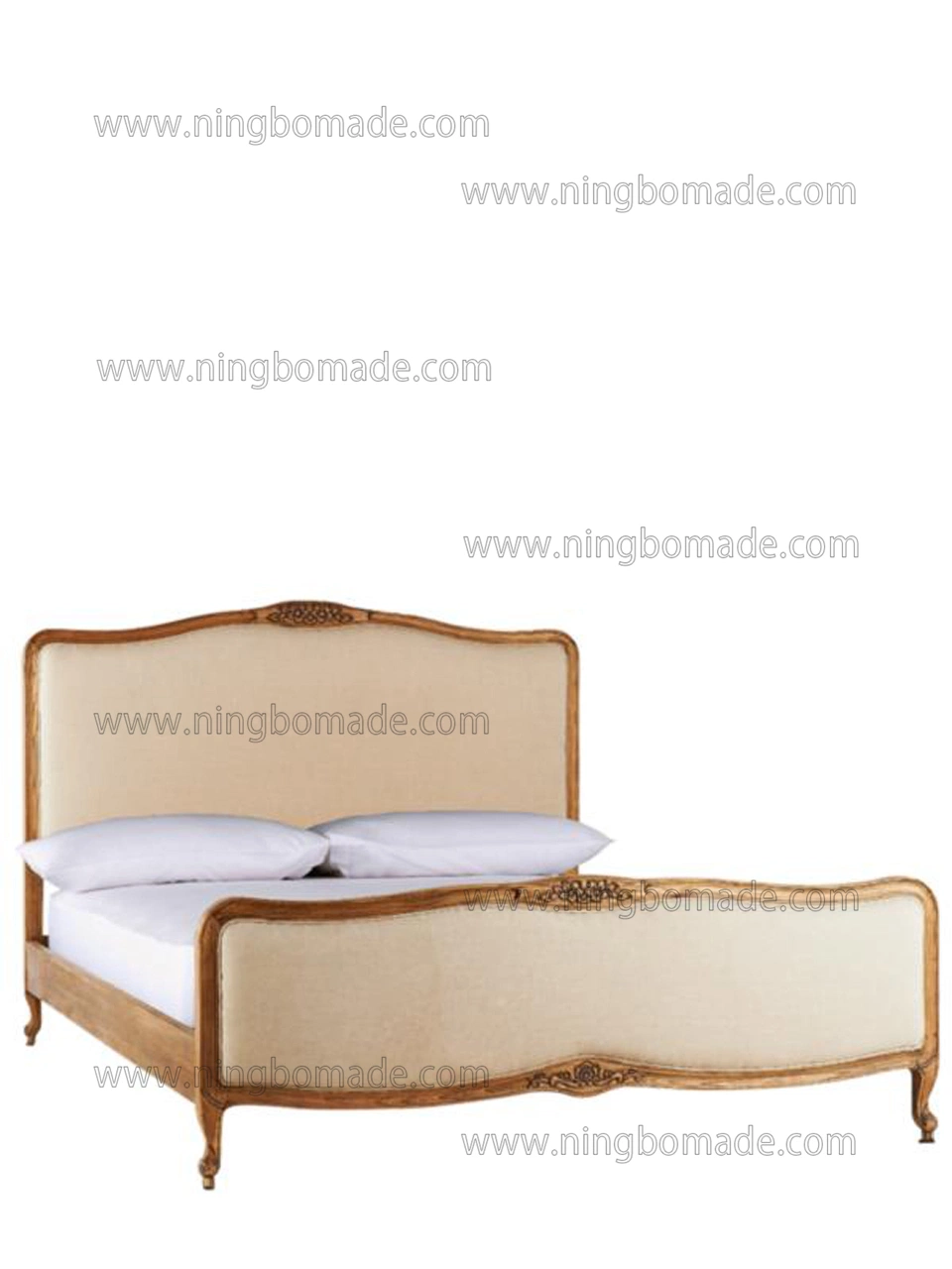 French Vintage Furniture Nature Ash King and Queen Bed Frame