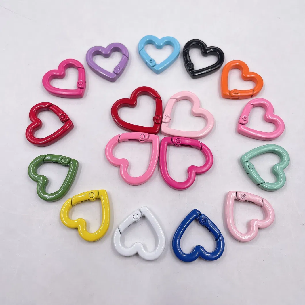 Painted Color Zinc Alloy Love Heart Open Keychain