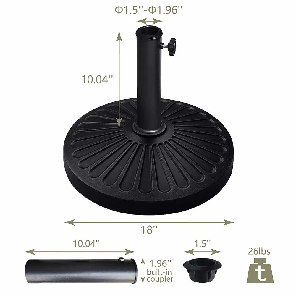 22L Eco-Friendly HDPE Round Water or Sand Filled Gold Stand Stable Patio Umbrella Base