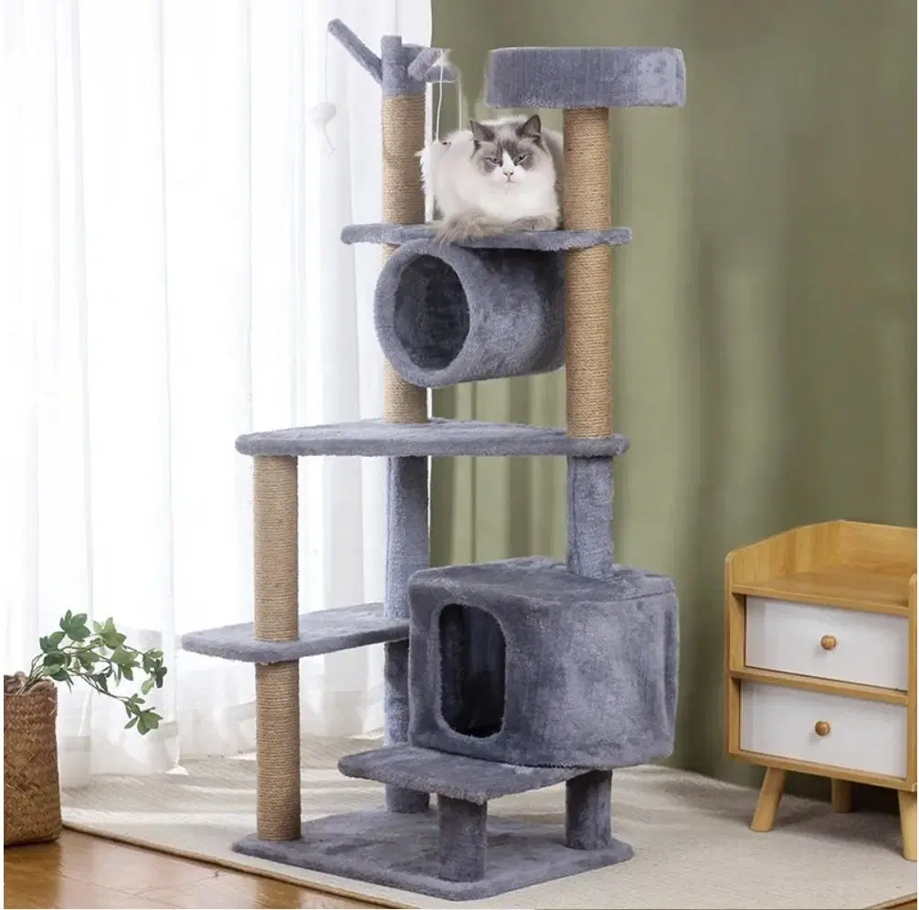 Luxury Easy Assemble Durable Wood Sisal Cat Tree House Cat Climbing Frame