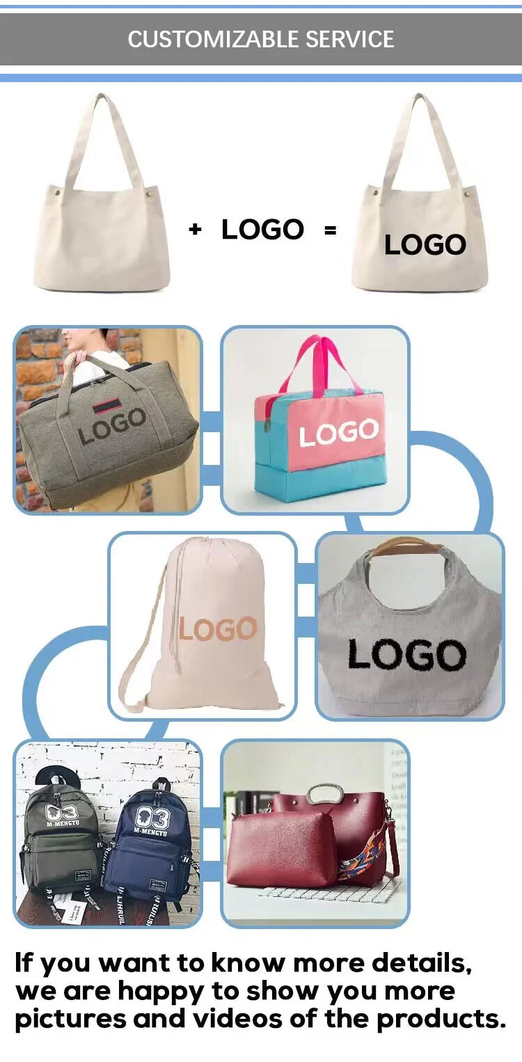 with Logo Printed Lady&prime;s Women Fashion Eco Friendly Extra-Large Cotton Canvas Fabric Beach Tote Bag with Inside Pocket